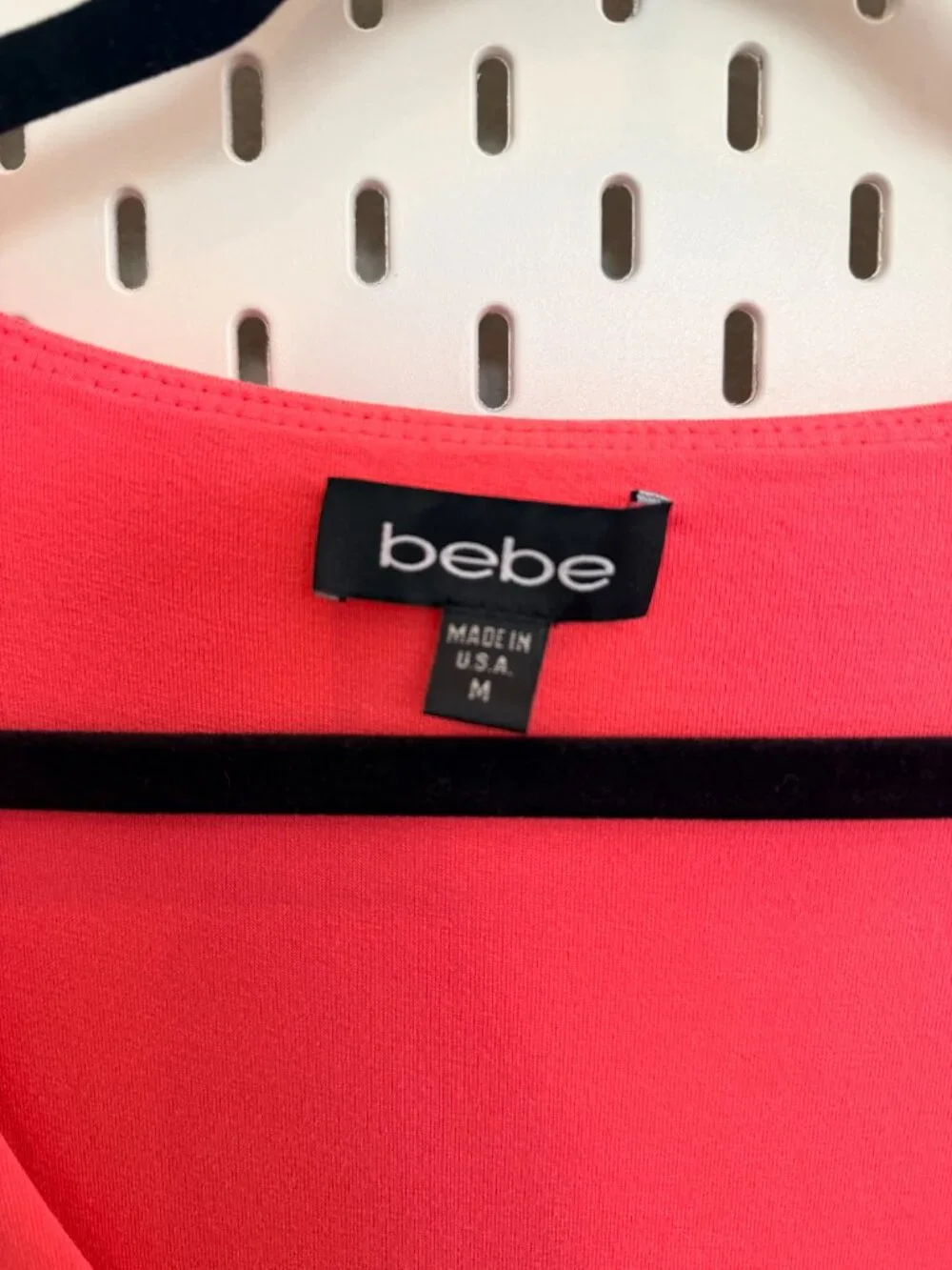 bebe Coral Pink Ruched Long Sleeve Bodycon Midi Dress Size M